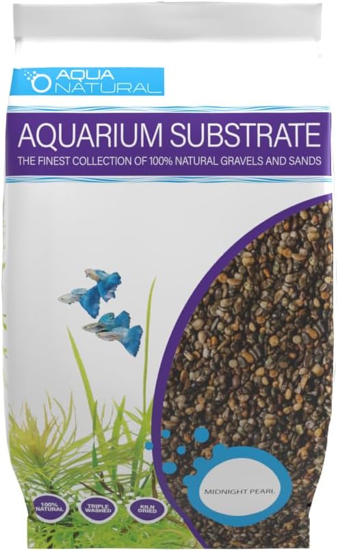 Aqua Natural Midnight Pearl 20lb Gravel Substrate for aquascaping, Aquariums, vivariums and terrariums 2-4mm, Brown Aqua Natural Midnight Pearl 20lb Gravel Substrate for aquascaping, Aquariums, vivariums and terrariums 2-4mm, Brown