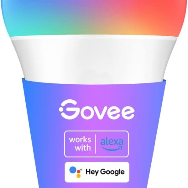 Govee Smart Light Bulbs, Color Changing Light Bulb, Works with Alexa and Google Assistant, 16 Million Colors RGBWW, WiFi & Bluetooth LED Light Bulbs, Music Sync, A19, 800 Lumens, 1 Pack