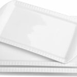 LIFVER Extra Large Serving Platters, 16"/14"/12" Ceramic Rectangle Serving Trays, Serving Dishes for Entertaining, White Platters for Serving Food Party, Turkey Platter for Thanksgiving, Set of 3