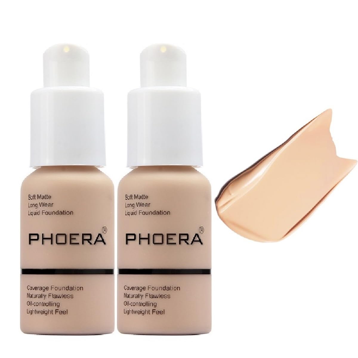 2 Pack PHOERA Foundation, Flawless Soft Matte 24HR Oil Control Full Coverage Foundation Makeup for Women.102 Nude-30ml 2 Pack PHOERA Foundation, Flawless Soft Matte 24HR Oil Control Full Coverage Foundation Makeup for Women.102 Nude-30ml