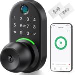 Keypad Smart Door Lock with Knob, Yamiry Keyless Entry Digital Lock with Handle, Fingerprint Electronic Knob for Front Door