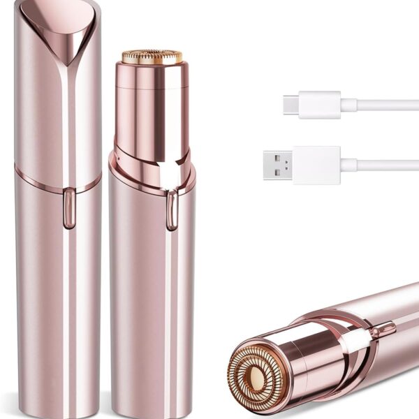 Facial Hair Removal for Women - Painless Facial Hair Remover - Electric Hair Removal Device for Face Lips Peach Fuzz with Light (Rose Gold)