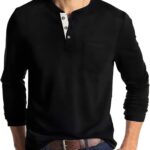Lexiart Mens Fashion Henley Shirts Long Sleeve Button Cotton T-Shirt with Pocket