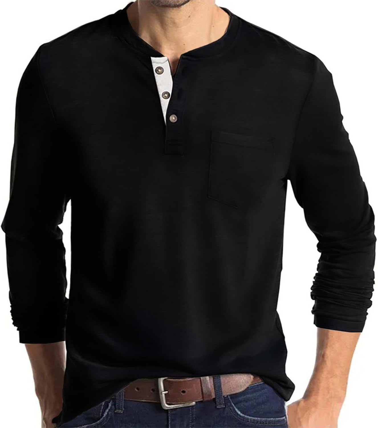 Lexiart Mens Fashion Henley Shirts Long Sleeve Button Cotton T-Shirt with Pocket Lexiart Mens Fashion Henley Shirts Long Sleeve Button Cotton T-Shirt with Pocket