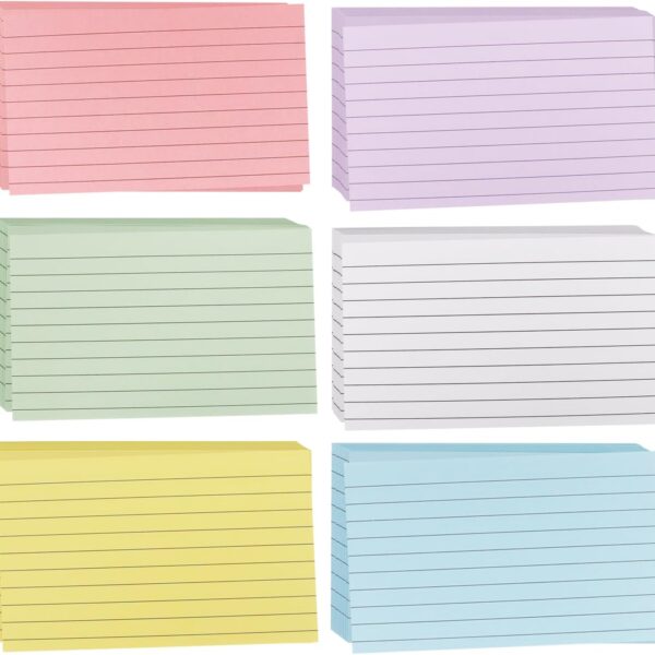 Colored Index Cards 3 x 5 Inch, 300 Count Ruled Index Cards, Flash Cards for Studying, Lined Note Cards for Office, Home and School