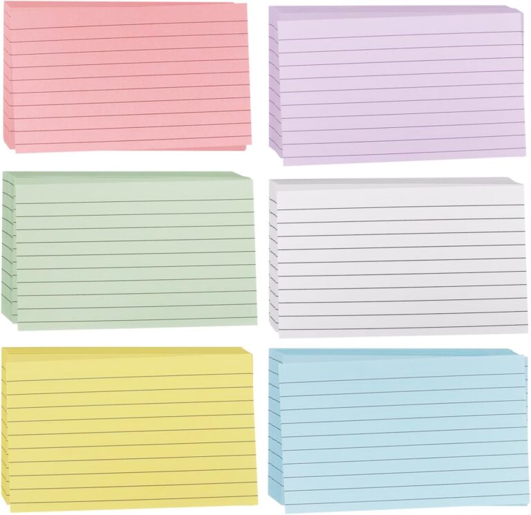 Colored Index Cards 3 x 5 Inch, 300 Count Ruled Index Cards, Flash Cards for Studying, Lined Note Cards for Office, Home and School
