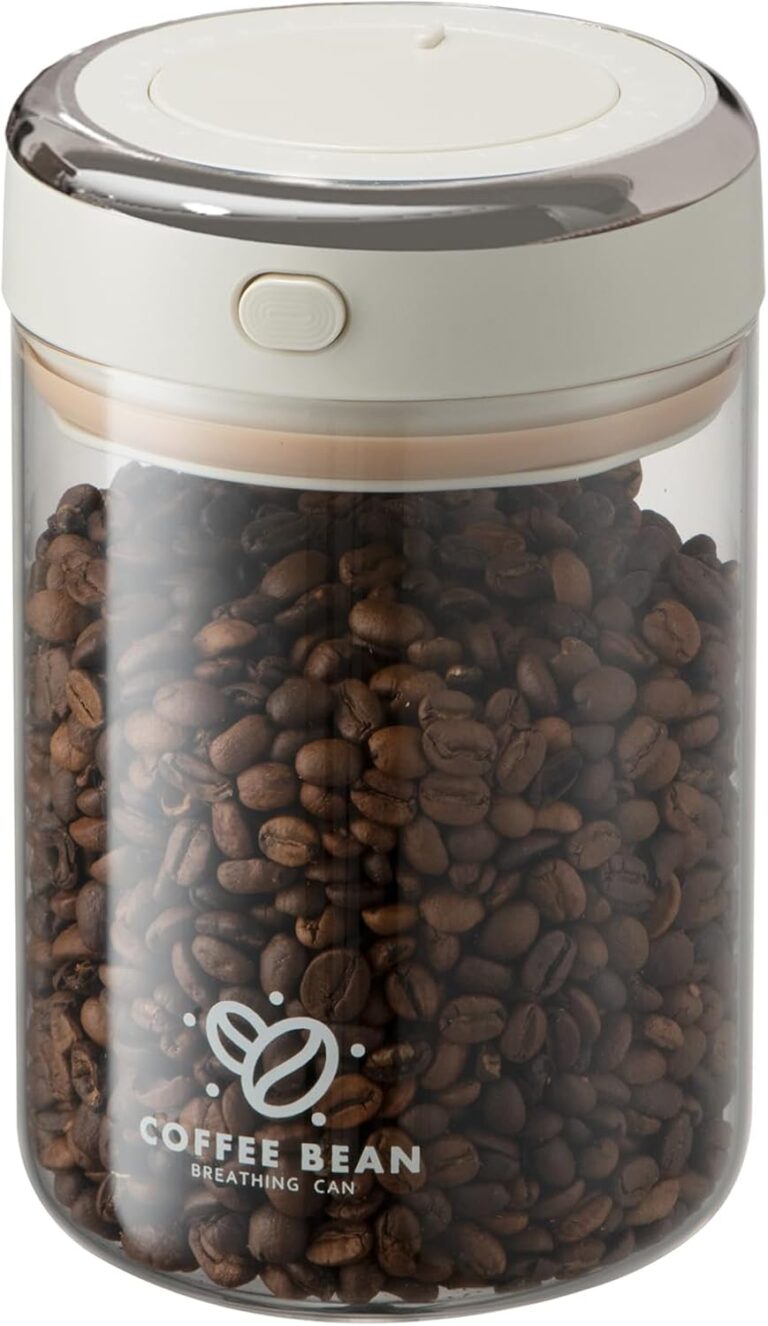 Coffee Bean Storage Container with One-way Valve Airtight Lid Date Tracker for Coffee and More Food Fresh and Storage, Clear Borosilicate Glass Coffee Canister(1.2 Qt - 13.1 OZ)