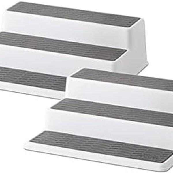 Copco Grey 2 Non-Skid 3-Tier Spice Rack Organizer for Pantry, 2-Pack, 10-Inch