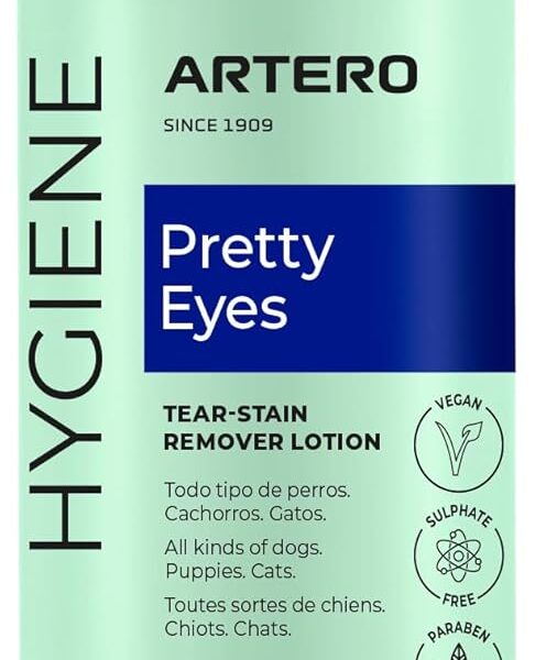 ARTERO Pretty Eyes. Eye Cleaner. Effectively removes Tear Stains from The Tear ducts of Dogs and Cats, ensuring a Clean and Healthy Appearance. 300 ml Bottle for Regular use.