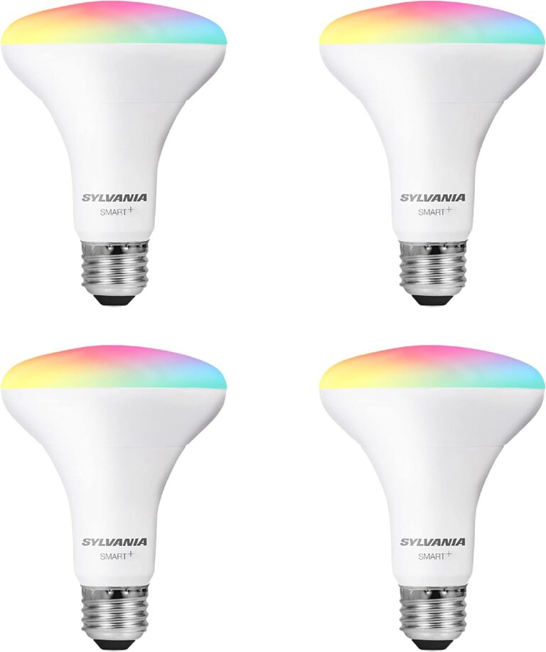 Sylvania WiFi LED Smart Light Bulb, 65W Equivalent Full Color and Tunable White BR30, Dimmable, Works with Alexa and Google Home Only - 4 Pack (75688)