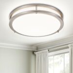 DLLT Flush Mount LED Ceiling Light: 13 Inch 5CCT (3000K-6000K) & Dimmable Ceiling Light Fixtures for Bedroom Hallway - 24W Modern Brushed Nickel Super Bright Kitchen Lighting Fixtures Ceiling