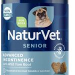 NaturVet Senior Advanced Incontinence Dog Supplement  Helps Support Dogs Bladder Control, Normal Urination  Includes Synergistic Blend of Botanicals  60 Ct. Soft Chews