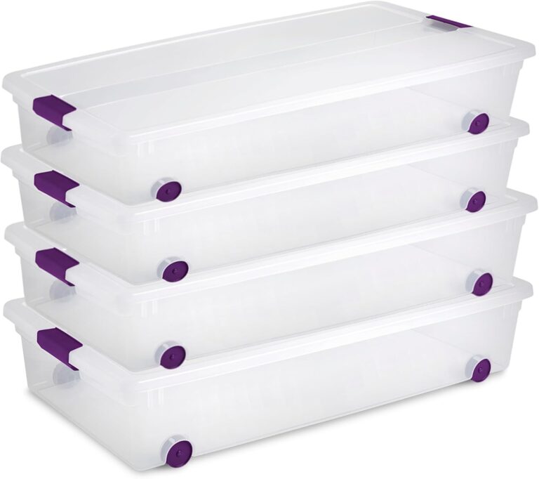 Sterilite 4-Pack 60 Quart ClearView Latch Box, Wheeled Underbed Organizer Bins with Latching Lids - Clear Plastic Organization Containers for Closet, Bedroom, Shelving Units and Everyday Home Storage