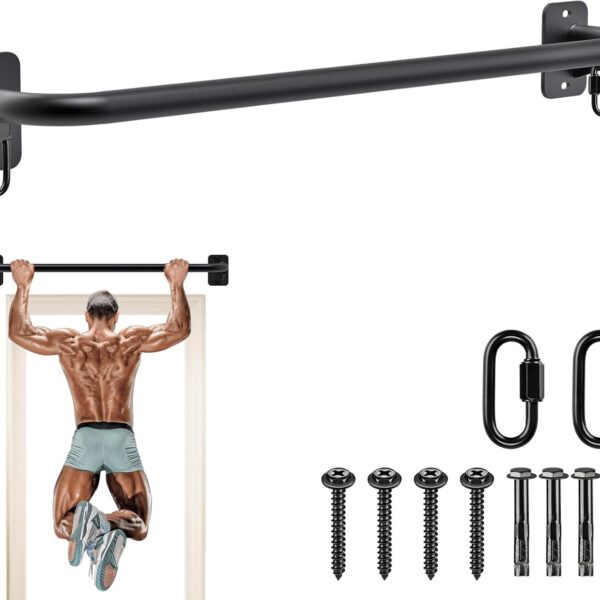 SELEWARE Heavy Duty Welded Pull Up Bar, Versatile Doorway Wall Mount, Joist Mounted, and Ceiling Mounted Chin Up Bars, Thick Metal Sturdy Construction for Full Body Workouts Support 500 lbs