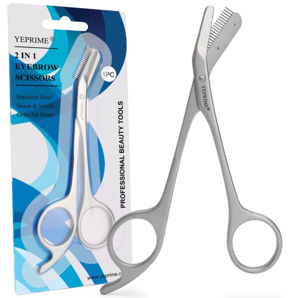 Eyebrow Trimming Scissors with Comb, Gifts For Men Women Stocking Stuffers, Stainless Steel