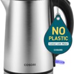 Cosori Electric Kettle, No Plastic Inner Lid, Filter & Spout, Stainless Steel Tea Kettle, Automatic Shut Off & Boil-Dry Protection, Durable Tea Kettle Boiler & Heater, 1.5L/1500W, Silver