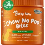Zesty Paws Chew No Poo Bites for Dogs - Coprophagia Relief - Stool Eating Deterrent Soft Chews for Dogs - Gut, Periodontal & Immune System Support with Probiotics - Chicken - 90 Ct