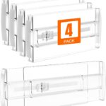 4 Pack Drawer Dividers for Clothes, 4" High 10.6"-16.9" Drawer Divider Adjustable Expandable Dresser Drawer Organizer, Clear Dresser Separators for Clothes, Underwear, Baby Clothes,Cosmetic,Toiletries
