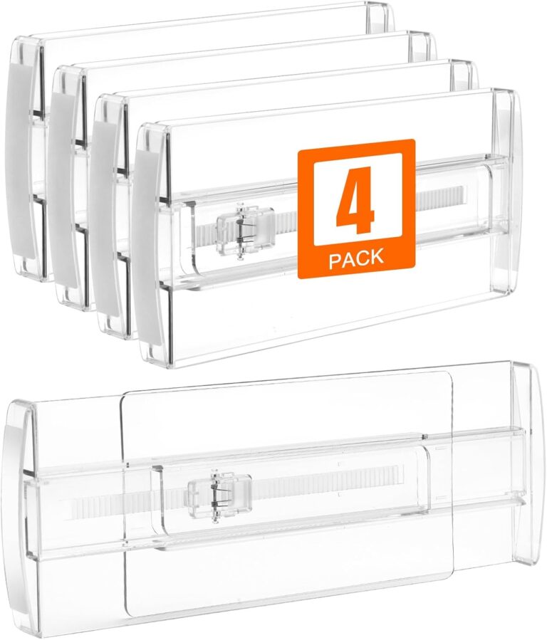 4 Pack Drawer Dividers for Clothes, 4" High 10.6"-16.9" Drawer Divider Adjustable Expandable Dresser Drawer Organizer, Clear Dresser Separators for Clothes, Underwear, Baby Clothes,Cosmetic,Toiletries