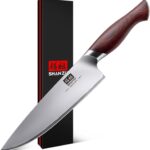 SHAN ZU Chef Knife 8 Inch, High Carbon Japanese 10Cr15Mov Stainless Steel Kitchen Professional Cooking Knife, Ultra Sharp Japanese Knife with Ergonomic Pakkawood Handle