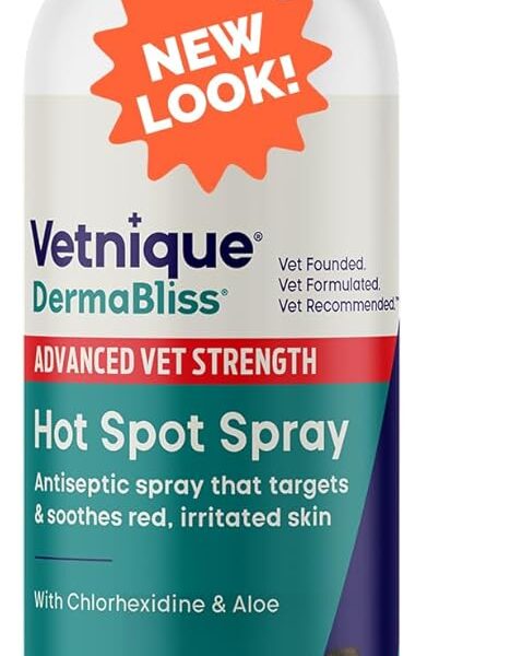Vetnique Dermabliss Hot Spot Treatment for Dogs - Antiseptic Medicated Chlorhexidine Spray - Vet Recommended for Skin Infections, Hot Spots & Irritation (Hot Spot Spray, 8oz)