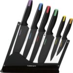 Cuisinart Advantage Nonstick Ceramic-Coated Knife Set, 7-Piece Acrylic Block Stainless Steel Knives for Precise Cutting, Durable Kitchen Knife Set with Ergonomic Handles, C55-7PCE
