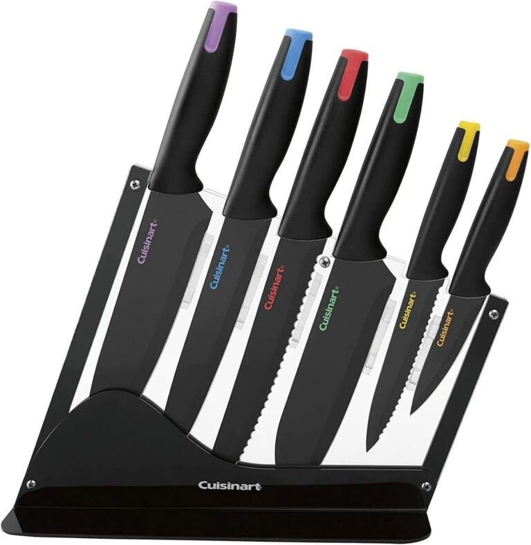 Cuisinart Advantage Nonstick Ceramic-Coated Knife Set, 7-Piece Acrylic Block Stainless Steel Knives for Precise Cutting, Durable Kitchen Knife Set with Ergonomic Handles, C55-7PCE