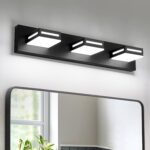 LED Modern Bathroom Light Fixtures, 3-Light 24-Inch Matte Black Vanity Lights for Bathroom Lighting Fixtures Over Mirror, 350 Rotatable Acrylic, 6000K Cool White Wall Lamp