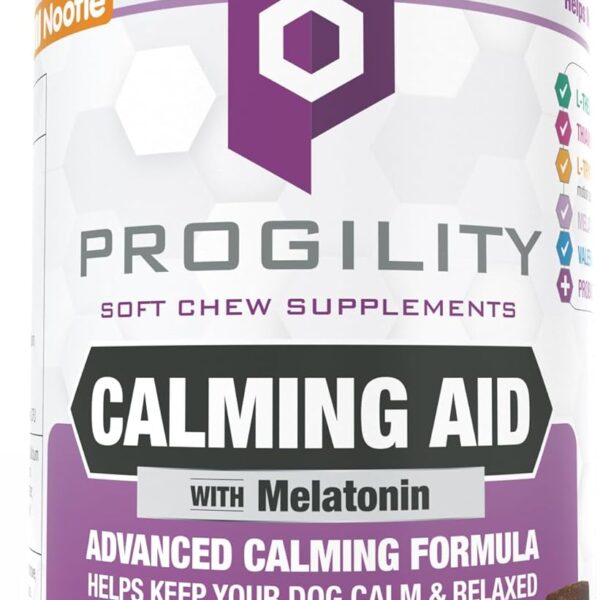 Nootie Progility Dog Calming Supplement for Stressful Situations & Daily Support  Supports Calm Behavior & Emotional Balance with Melatonin, Soft Calming Chews (90 Count)