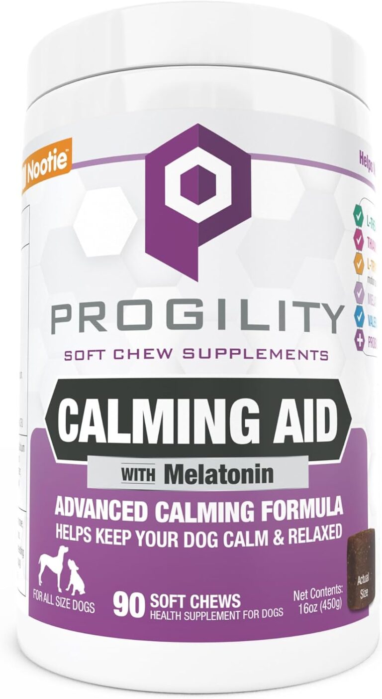 Nootie Progility Dog Calming Supplement for Stressful Situations & Daily Support  Supports Calm Behavior & Emotional Balance with Melatonin, Soft Calming Chews (90 Count)