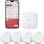 X-Sense Wi-Fi Water Leak Detector Kit, Smart Water Sensor Alarm with App Alerts and Ultra-Slim Design, Water Alarm Leak Detector for Basements, 4 Water Sensors and 1 Base Station, Model SWS0A41