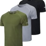 frueo Men's 1/3 Pack Workout Shirts Quick Dry Moisture Wicking Short Sleeve Mesh Athletic T-Shirts