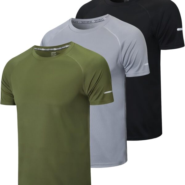 frueo Men's 1/3 Pack Workout Shirts Quick Dry Moisture Wicking Short Sleeve Mesh Athletic T-Shirts