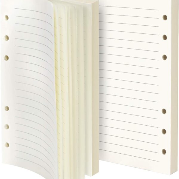 Refill Lined Paper, Leather Journal Refills Lined, 6-Holes Inserts (320 Pages) for A6 Binder Refillable Journals Notebooks, 2 Pack(Each Pack 80 Sheets, 160 Pages)