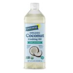 Carrington Farms Organic Liquid Coconut Cooking Oil, 32 Fl Oz Unflavored, Unscented, High Smoke Point, MCT-Rich, No Trans Fat  For Cooking, Sauting, Frying & Baking  Gluten Free, Non-GMO, Hexane Free, BPA Free Bottle