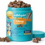 Solid Gold Dog Allergy Relief Chews - Dog Itching Skin Relief & Seasonal Allergies Support - Alaskan Salmon Oil for Dogs Skin, Coat & Immune Support - Bacon Flavor Soft Allergy Chews for Dogs -120ct