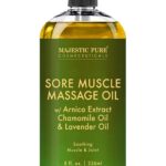 MAJESTIC PURE Arnica Sore Muscle Massage Oil for Massage Therapy - Refreshing and Relaxing - Natural Oils with Lavender & Chamomile Essential Oils - All Skin Types - Men & Women Massage Lotion-8 fl oz