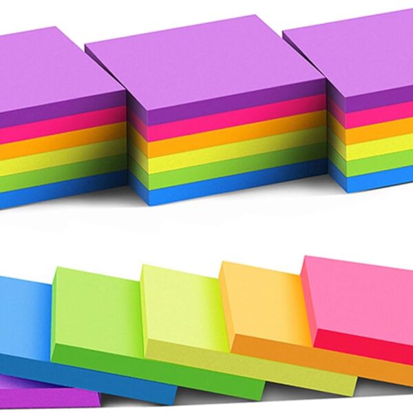 (24 Pack) Sticky Notes 3x3 in Post Bright Stickies Colorful Super Sticking Power Memo Pads, Strong Adhesive, 74 Sheets/pad