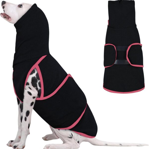 Dog Anxiety Jacket Calming Shirt, Anxiety Relief Calming Vest with Dog Ear Muffs, Noise Protection Dogs Winter Coat, Lightweight Stretchy Turtleneck T-Shirts