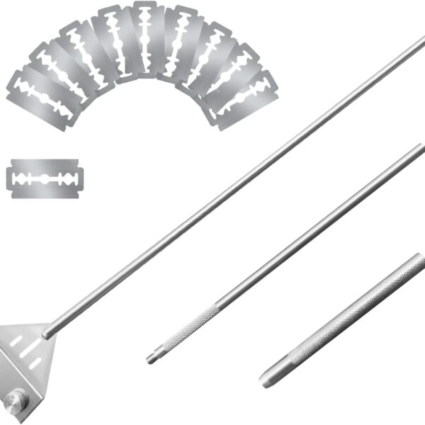 Kirecoo Algae Scraper for Glass Aquariums, 25.6" Fish Tank Cleaner, Stainless Steel Algae Scraper for Fish Tank with 10 Blades, Aquarium Glass Cleaning Tools, Cleaning Accessories