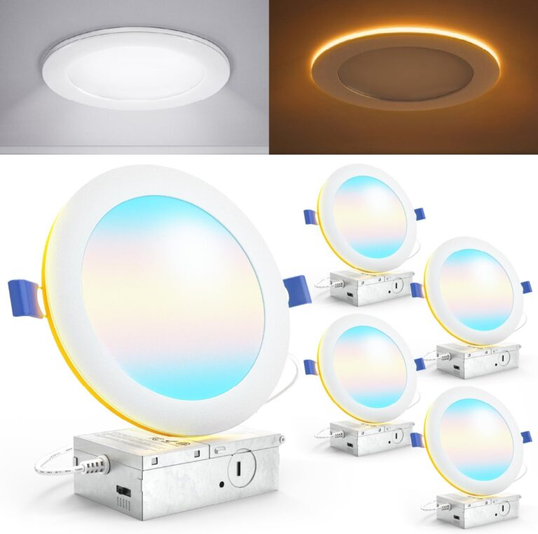 Sunco 6 Inch LED Recessed Light with Night Light, Canless Recessed Lighting, 1500 LM, 15W (150W Equivalent), Selectable CCT 2700K/3000K/4000K/5000K/6000K, Dimmable, with Junction Box 4 Pack.