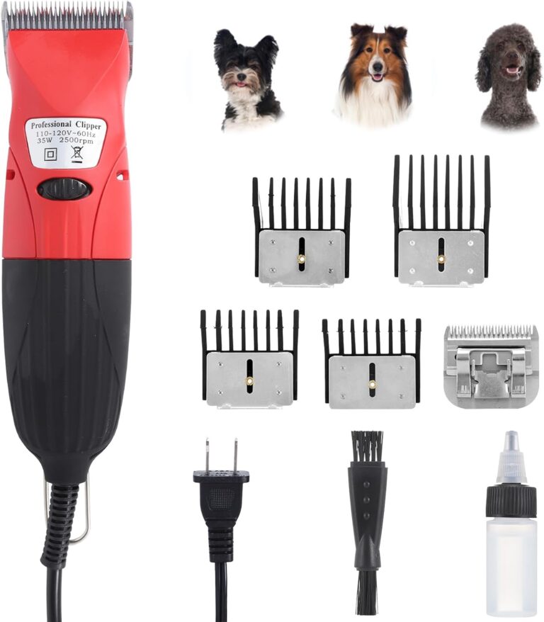 DUCKBOY 35W Pet Hair Clipper & Grooming Kit for Dogs and Cats  Includes 4 Interchangeable Blades & 3m Power Cable  Professional Trimmer for Small to Large Pets