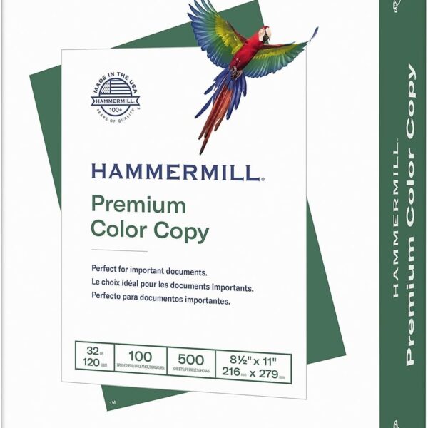 Hammermill Printer Paper, Premium Color 32 Lb Copy Paper, 8.5 x 11 - 1 Ream (500 Sheets) - 100 Bright, Made in the USA, 102630