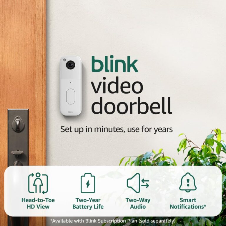 Blink Video Doorbell (newest model)  Head-to-toe HD view, two-year battery life, and simple setup. Sync Module Core included  System (White)