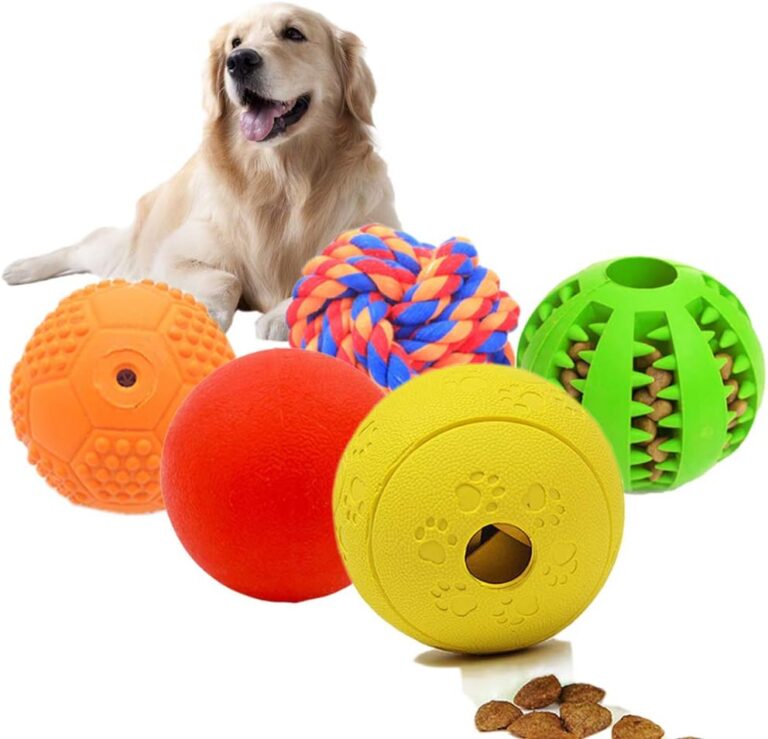 5 Different Functions Interactive Dog Toys, Puzzle Toys, Dog Balls for Medium Large Dogs, Dog Squeaky Balls, Food Treat Dispensing Toys