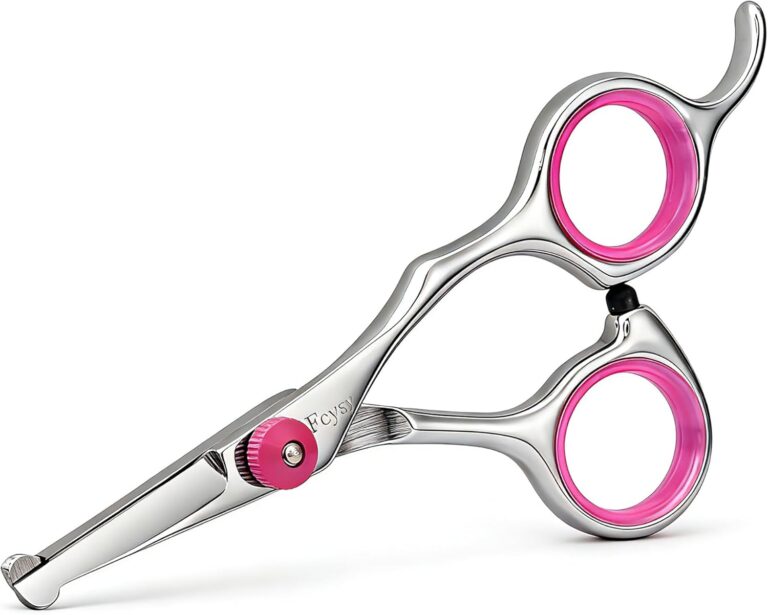 4.5 Inch Dog Grooming Scissors with Safety Round Tips, Fcysy Small Pet Hair Trimming Scissors for Face, Eyes, Ears, Nose & Paws, Professional Puppy Grooming Shears for Dogs & Cats- Pink