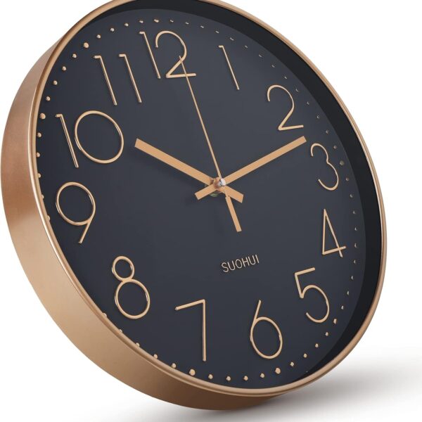 Silent Wall Clock 12 Inch Non-Ticking Wall Clocks Battery Operated for Living Room Decor Modern Wall Clock for Home/Bedroom/Office/Classroom/School/(Rose Gold)