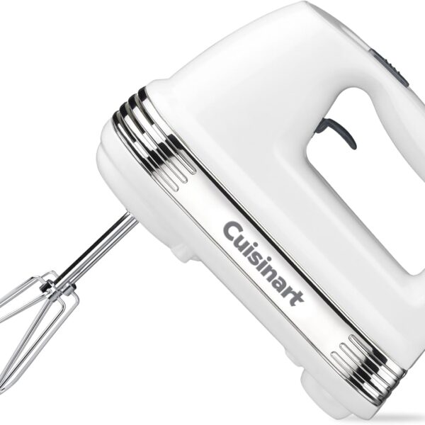 Cuisinart Power Advantage 5-Speed Hand Mixer, 220W-Motor Hand Blender Electric Mixer with 5 Speed Settings, Extra-Long Dishwasher-Safe Beaters, 60-Inch Swivel Cord, HM-50, White