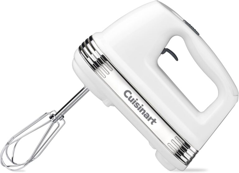 Cuisinart Power Advantage 5-Speed Hand Mixer, 220W-Motor Hand Blender Electric Mixer with 5 Speed Settings, Extra-Long Dishwasher-Safe Beaters, 60-Inch Swivel Cord, HM-50, White