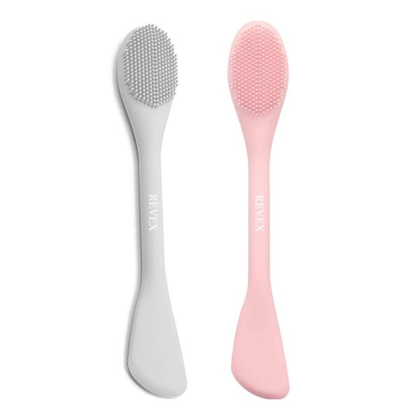 REVEX Silicone Face Mask Applicator,Face Scrubber,Exfoliating Pore Scrubber,Pore Cleaning Brush,2Pcs Mask Applicator Tool for Facial Mud,Face Brush for Women Men.(Pink+Gray)